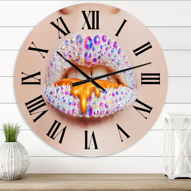 Horloge murale moderne recouverte de strass et de taches brillantes, Surdimensionné