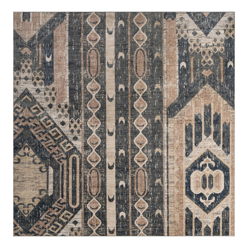 Tapis bleu marine / ivoire Josephus, Carré 13 pi 1 po