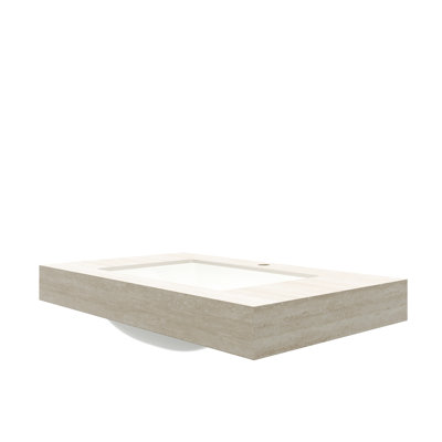 36" Sintered Stone Countertop With Design And Undermount Ceramic Basin, One Pre-Drilled Faucet Hole, Beige White, Good Resistance To Factors, 36.15 In Depth, 18.7 Width, 8.29 Height, 53.52 Lb