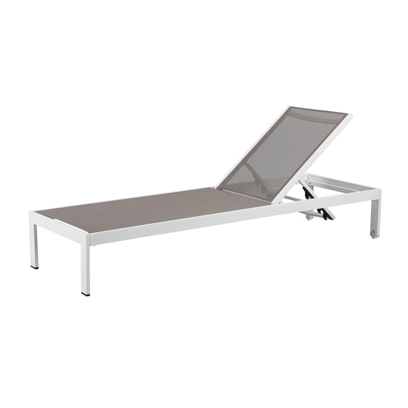 Chaise longue simple inclinable 76 po Aynura, Blanc / Taupe