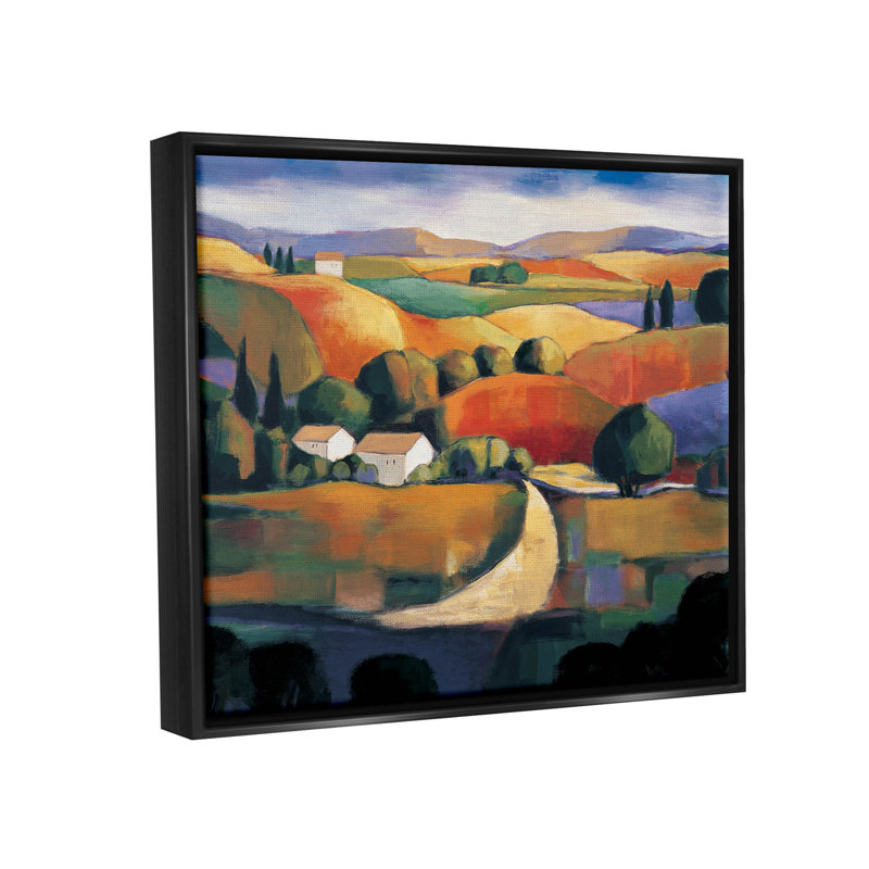 Art moderne sur toile flottant encadré campagne moderne par Janine Clarke, H 17 po x l 21 po x P 1,7 po, Noir