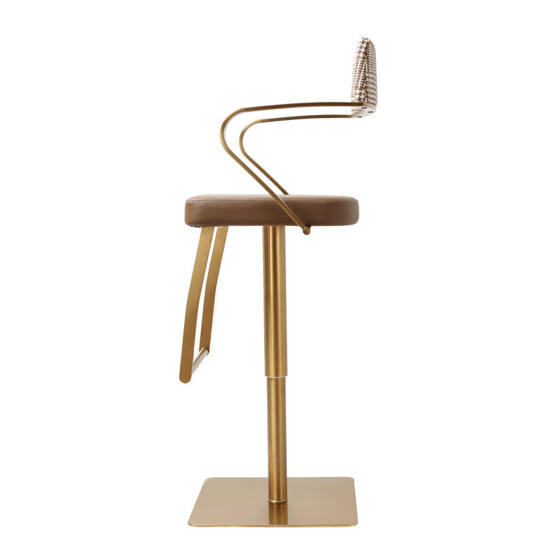 Alfredas Swivel Upholstered Adjustable Height Bar Stool with Stainless Steel Frame