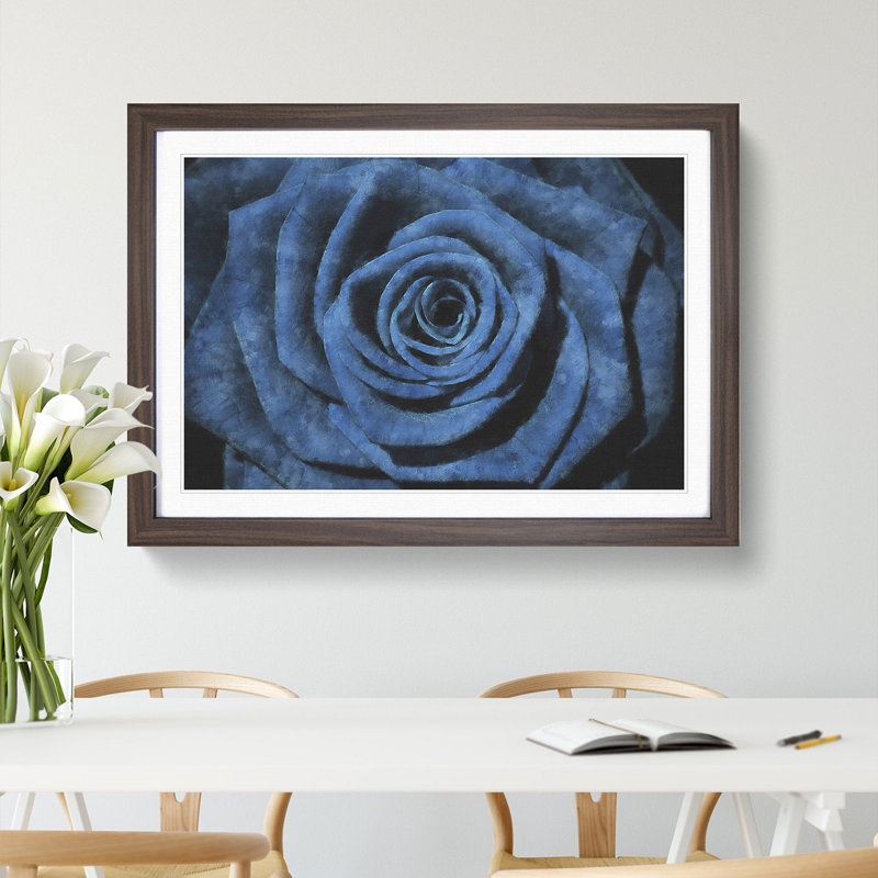 Pretty Blue Rose - Framed Print, 24cm H x 33cm W x 2cm D, Walnut Framed