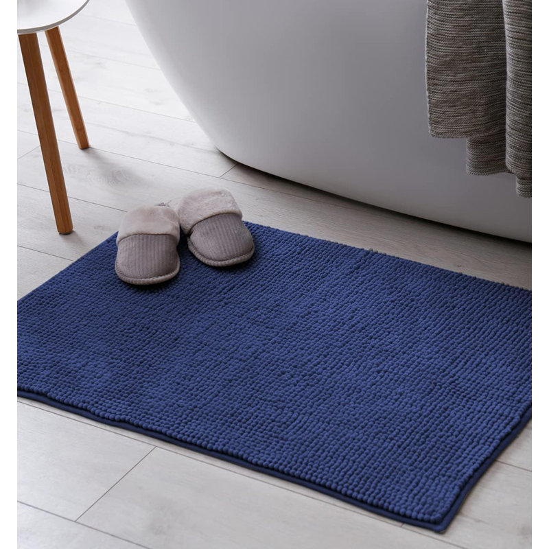Non-Slip Microfibre, Navy, 40x60cm Rectangle Bath Rug