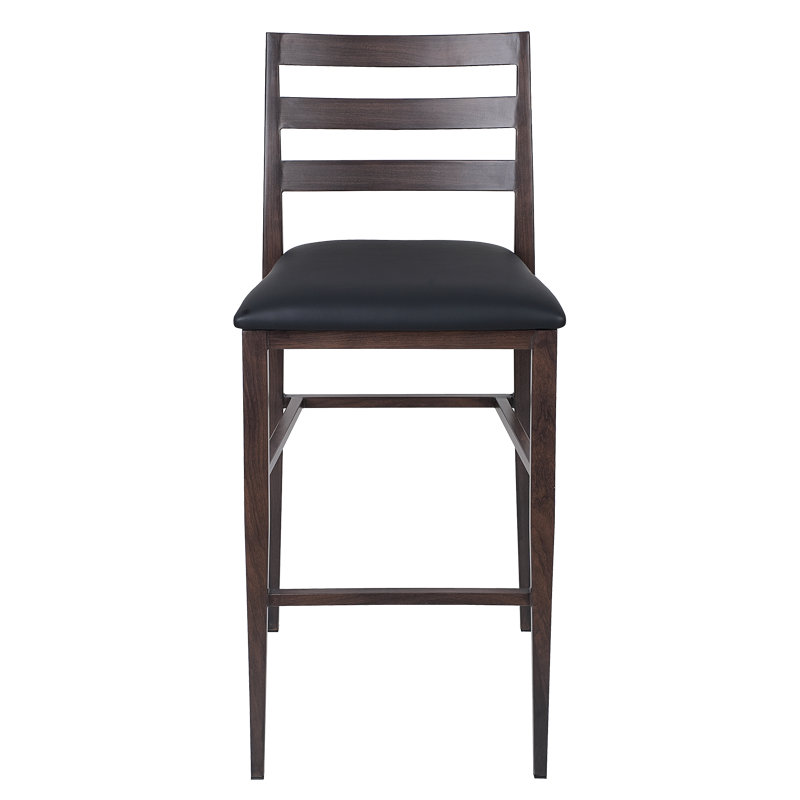 H&D Ladder Back Bar Stool With Walnut Grain Metal Finish