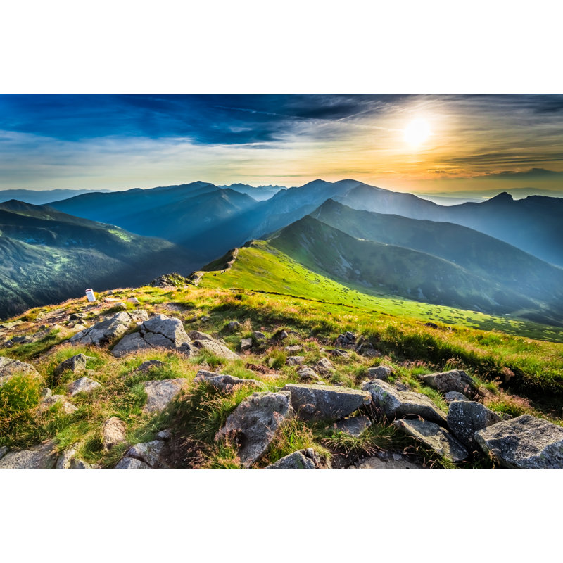 Sunset In Mountains In Summer by Shaiith - Wrapped Canvas Print, 30cm H x 46cm W