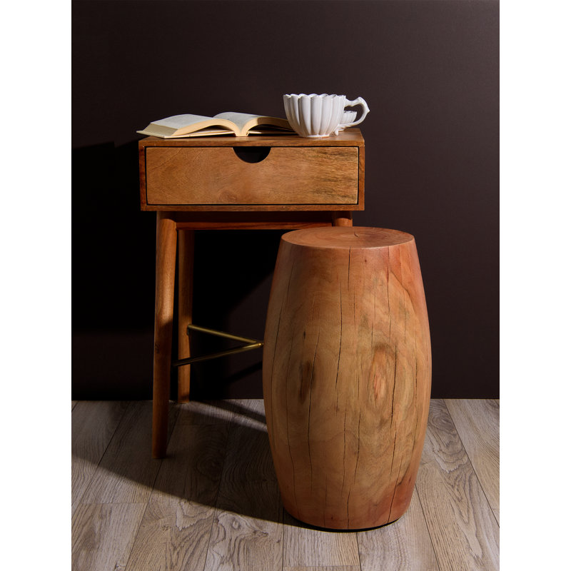 Tabouret d’accent tambour en bois Maymie