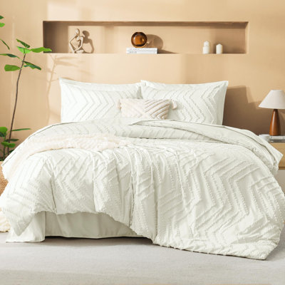 Ensemble d'édredon surdimensionné pour lit très grand Andency ivoire - 7 pièces Lit dans un sac Ensembles de literie surdimensionnés très grand avec accoudoirs, draps, taies d'oreiller et taies décoratives