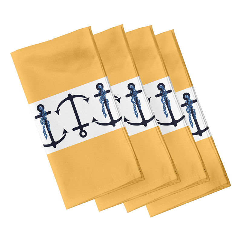 Hancock Polyester Nautical Square Napkin, Yellow