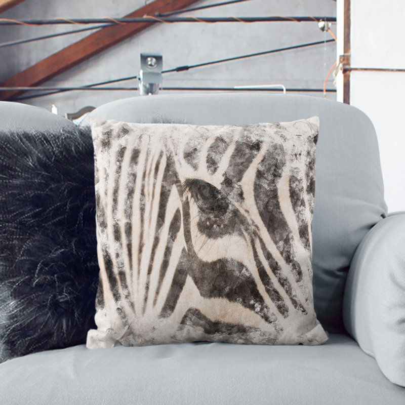 Animal Print Square Cushion, White, 55cm H x 55cm W x 20cm D
