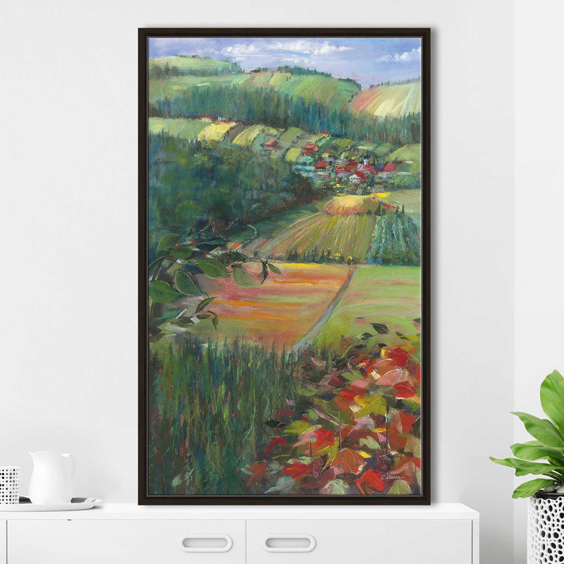 Country Fields par Carol Rowan - Peinture, Cadre flottant espresso, H 51,5 po x l 31,5 po x P 2 po