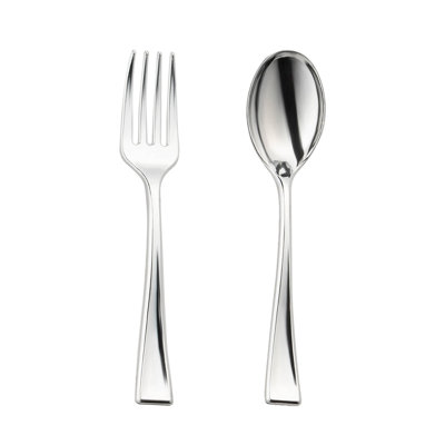 Ensemble de mini-couverts jetables en plastique argenté pour desserts - 960 couverts