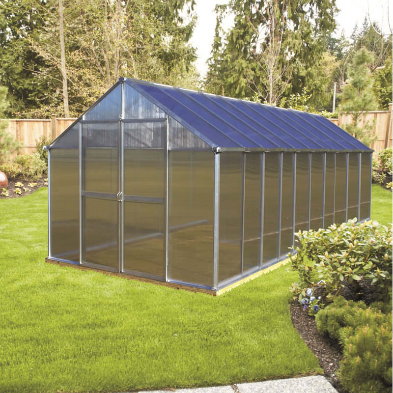 Monticello Polycarbonate Greenhouse in Aluminum, 7'6" H x 8' W x 8' D, Black
