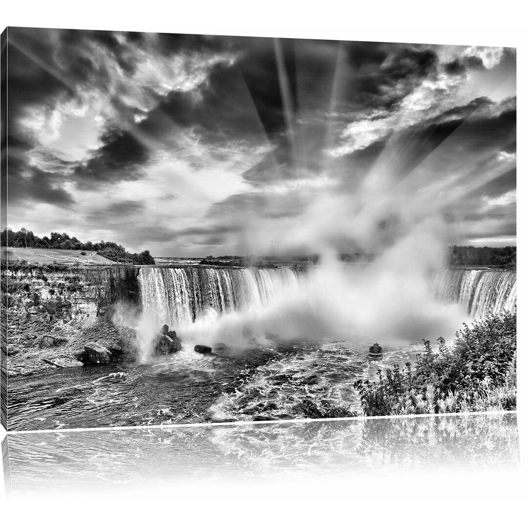 Leinwandbild Niagarafälle bei Sonnenuntergang in Monochrom