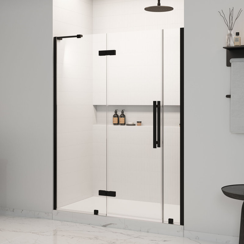 OVE Decors Tampa 57 3/4 To 60 1/16 In. W X 72 In. H Alcove Frameless Pivot Hinge Shower Door , 2025, Black