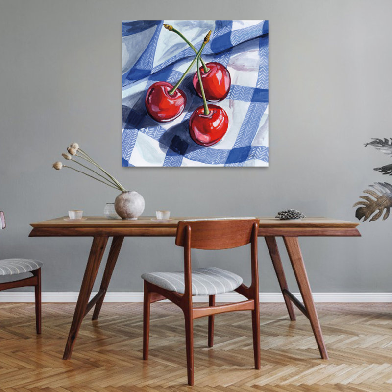Trois cerises de pique-nique, art contemporain, H 32 po x l 32 po
