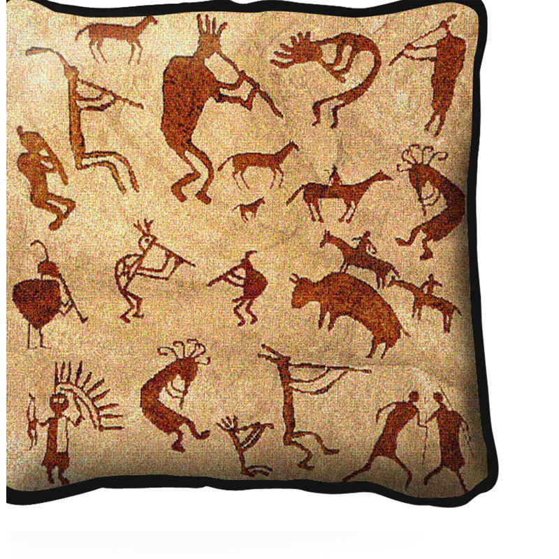 Coussin en coton Kokopelli Petroglyphs