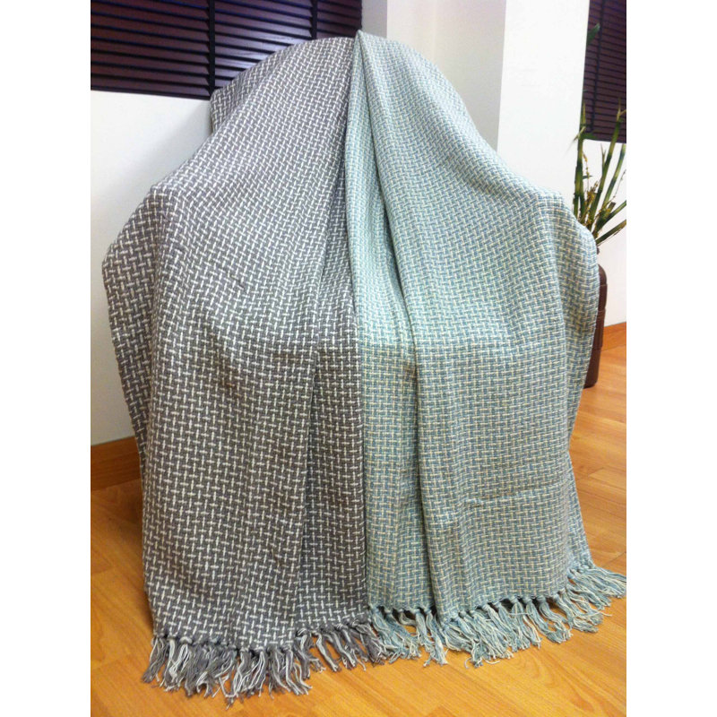 BASKET WEAVE Alauda Throw Blanket, Blue
