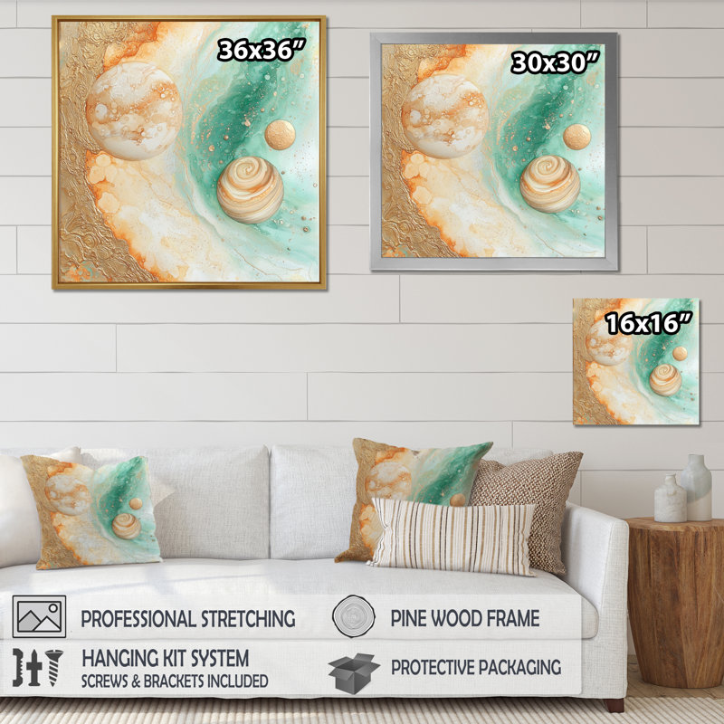 Mystic Glow Of Planets - Art mural imprimé, H 16 po x l 16 po, Reproduction encadrée d'une seule photo sans pass, Noir