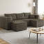 Canapé modulaire compact en forme de U avec repose-pieds, tissu en velours côtelé compact, aucun assemblage requis, conception peu encombrante pour les petits salons et appartements-1085379746