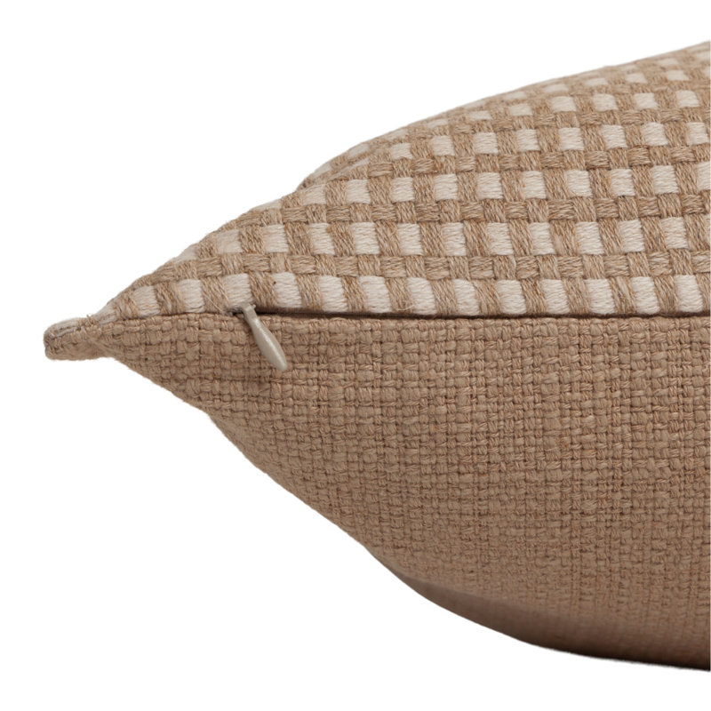 Natural Check Self-Flange Accent Pillow