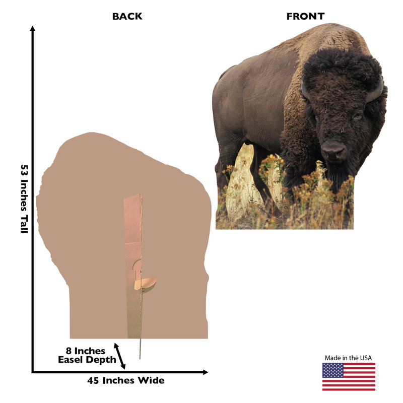 Life-Size Dark Brown Bison Cardboard Standup