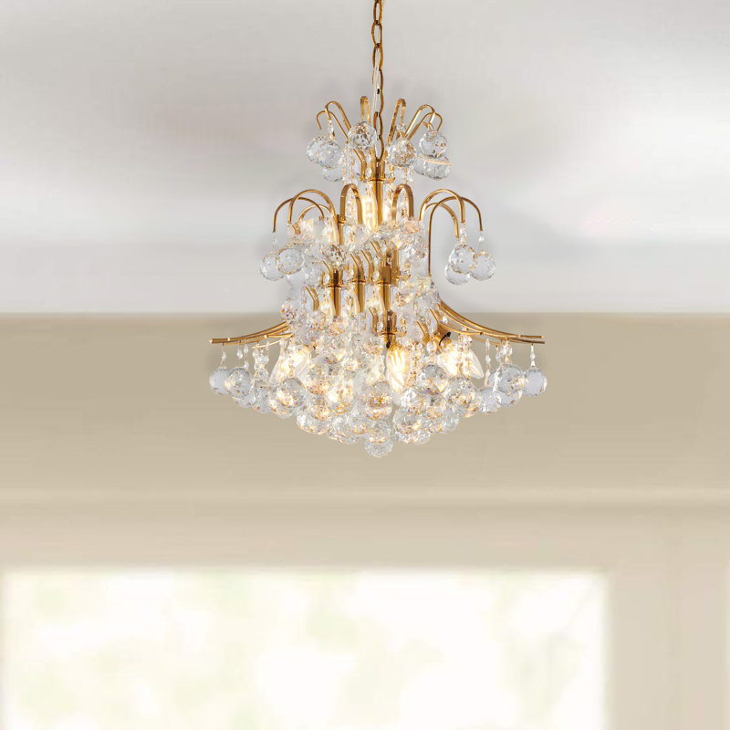 Lustre en cristal 10 lumières Traditional, Teinture laiton