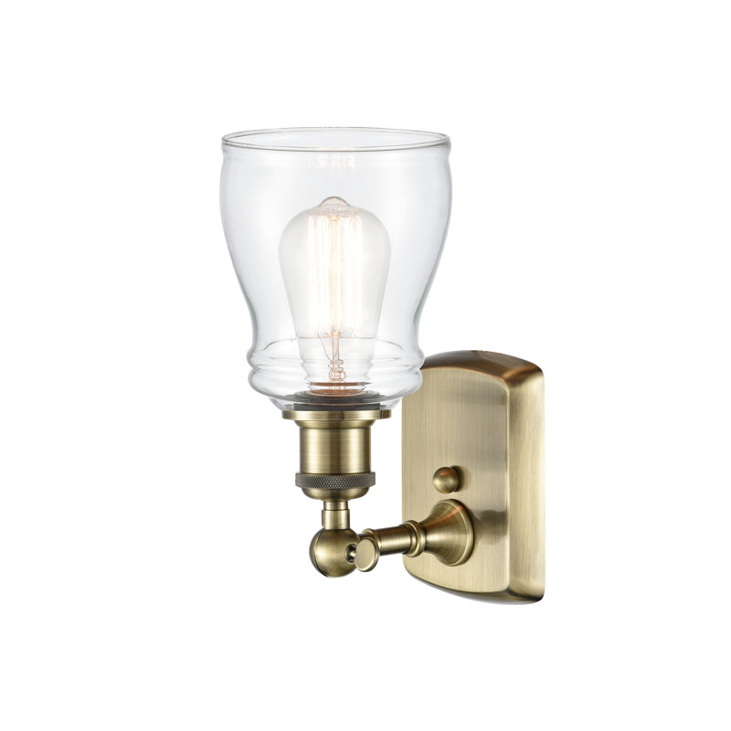 Mccarver Armed Sconce, Clear, Incandescent, Antique Brass