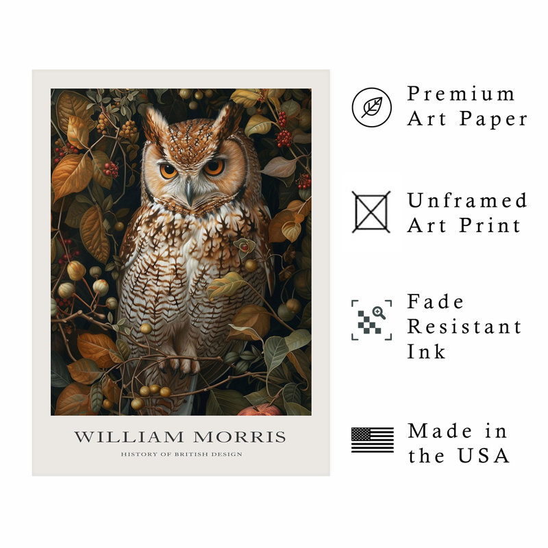 Animaux, animaux, William Morris Owl, H 36 po x l 24 po