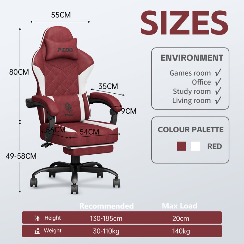 Rebrilliant PC & Racing Game Chair, Red