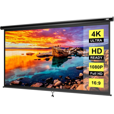 White 49'' x 74'' Manual Ceiling Mounted Projector Screen