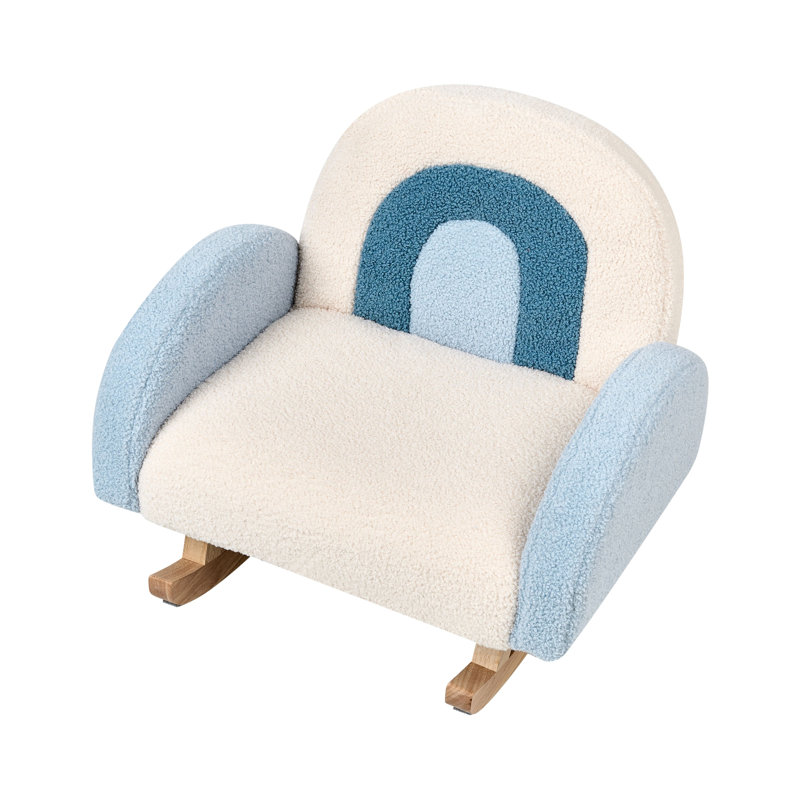 Kids Rocking Chair Rainbow OMBO Boucle, Blue