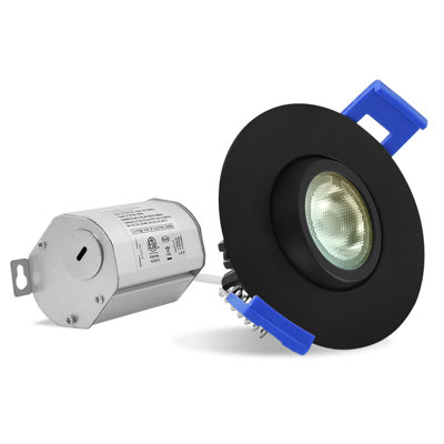 LUXRITE 2 Inch Gimbal LED Recessed Lighting Junction Box CRI90 5W 5CCT Dimmable 400 Lumens Directional Ceiling Light Damp Rated IC Rated ETL Black