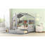 Lit simple en bois avec 2 tiroirs, lit pour enfant avec tablette de rangement, gris