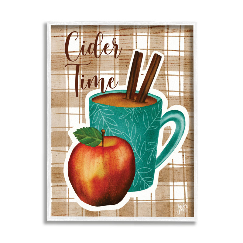 «Warm Apple Cider Time Beverage Brown Farm Plaid», impression sur toile, H 20 po x l 16 po x P 1,5 po