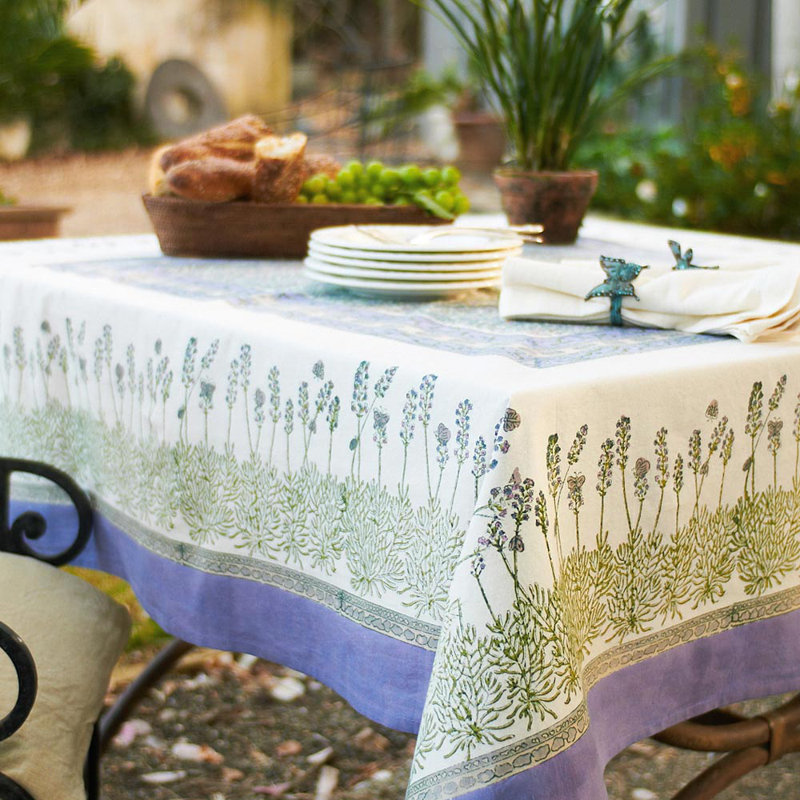 Lavender Handmade Floral Tablecloth, 59" W x 59" L