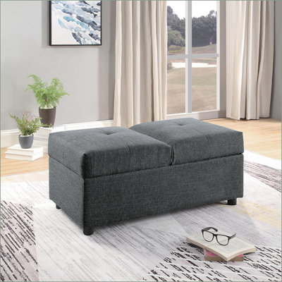 Repose-pieds convertible en fauteuil avec rangement, meubles de salon gris ardoise, structure en bois massif | Gris ardoise | Bois massif