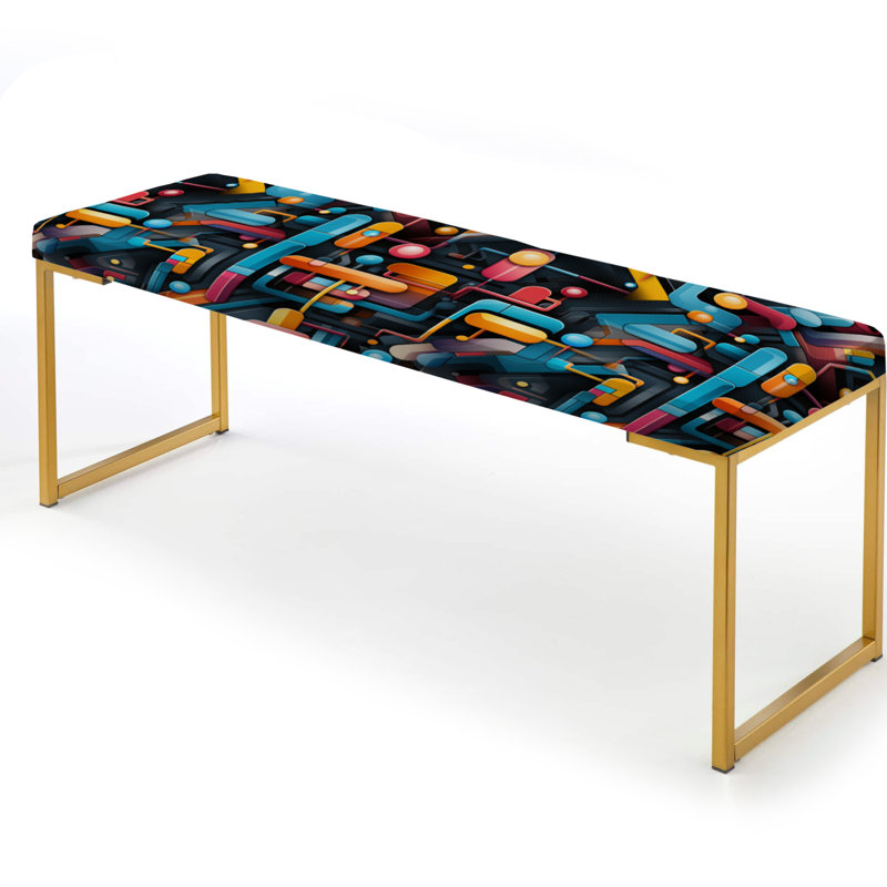 Banc rembourré Neon Futuristic, Colorful Futuristic Striped Pattern