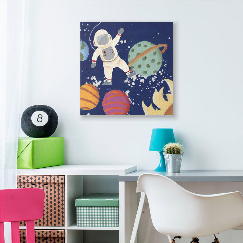 Astronaute ondulant ludique dans l'espace, Toile tendue, H 30 po x l 30 po x 1,5 po