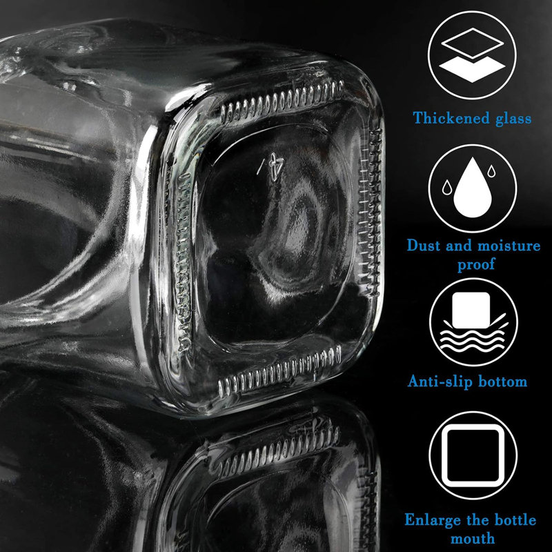 Condiment Jar Spice Container With Lids And Spoons,Clear Glass Condiment Canisters Pots Seasoning Box Salt Container Sugar Bowl Set Of 3 For Kitchen, Counter, Food Storage, Black