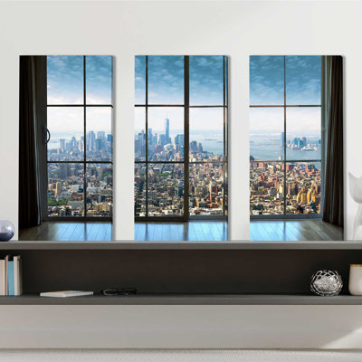 «New York City Window», ensemble de 3 impressions sur toile
