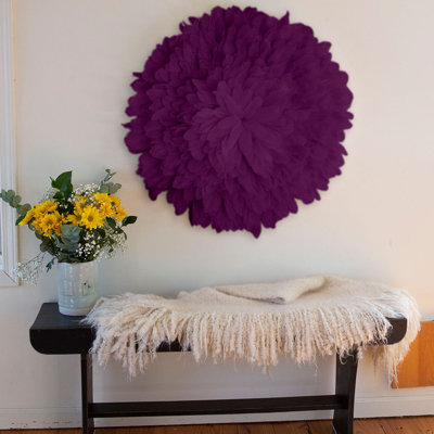 Art et décoration murale plume de chapeau africain JuJu - grand - mauve