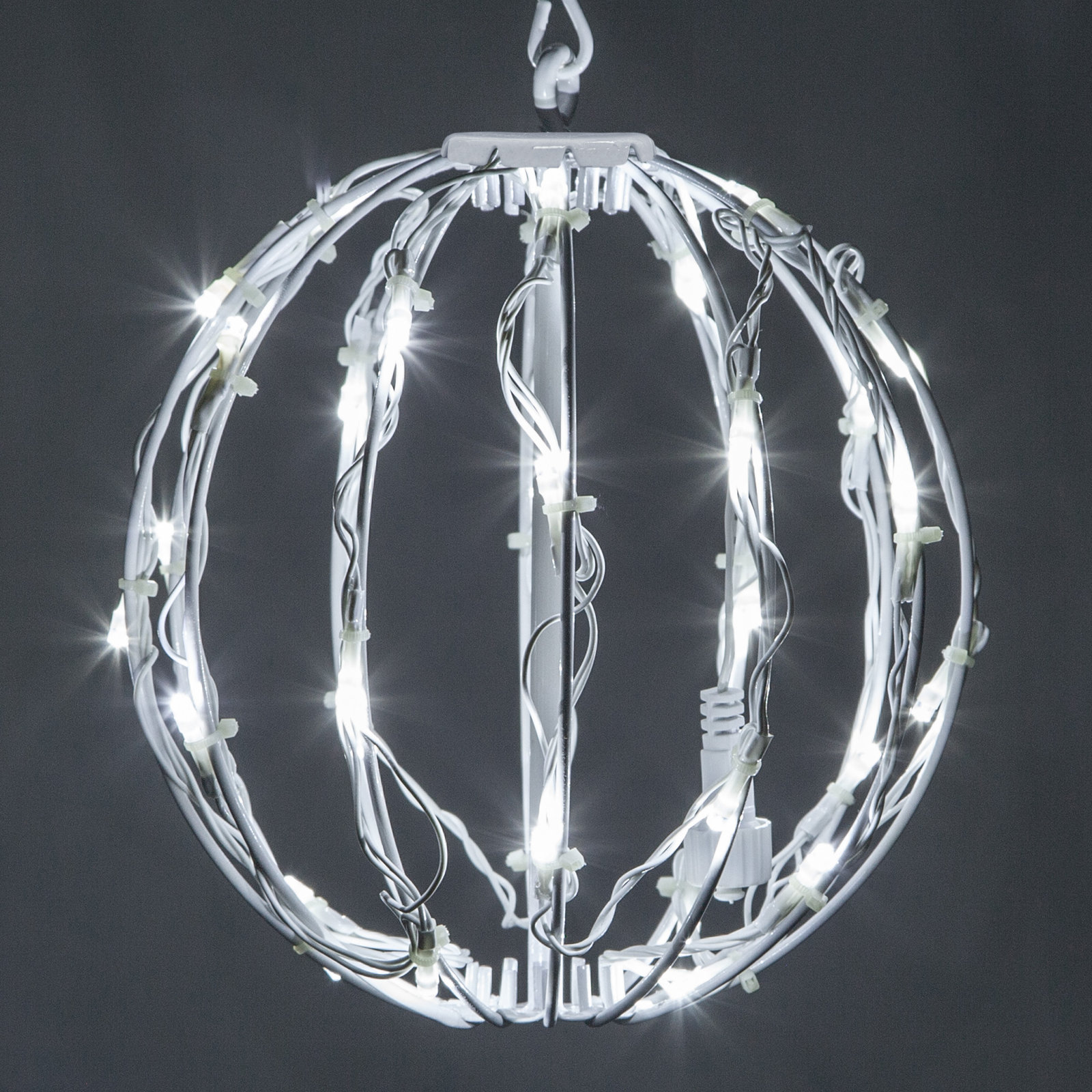 Fold-Flat LED Metal Lighted Outdoor Decoration, Cool White, 8" H x 8" W x 8" D