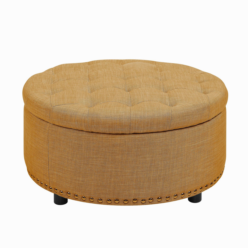 Tufted Storage Ottoman, Orange