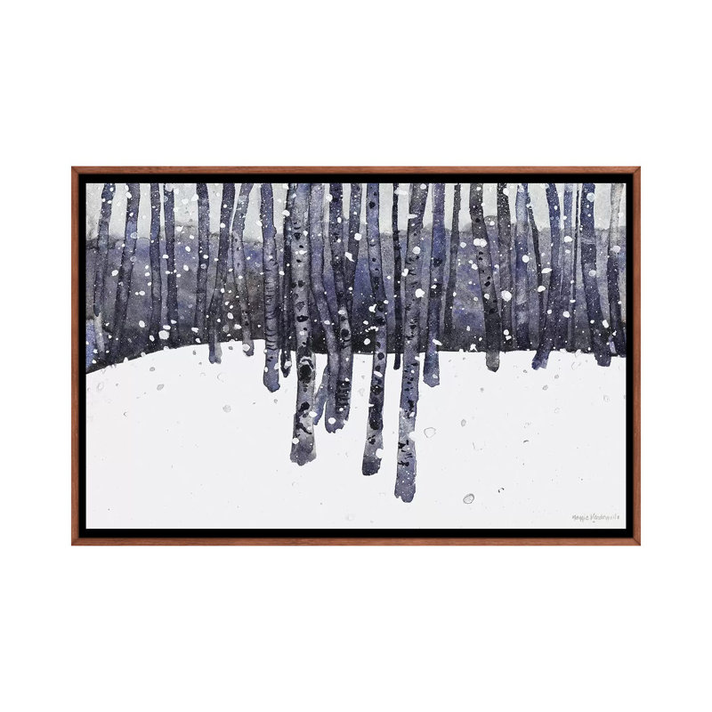 Étude en bleu par Maggie Vandewalle - reproduction d'art, Toile avec cadre en bois brun classique, Pas de tapis