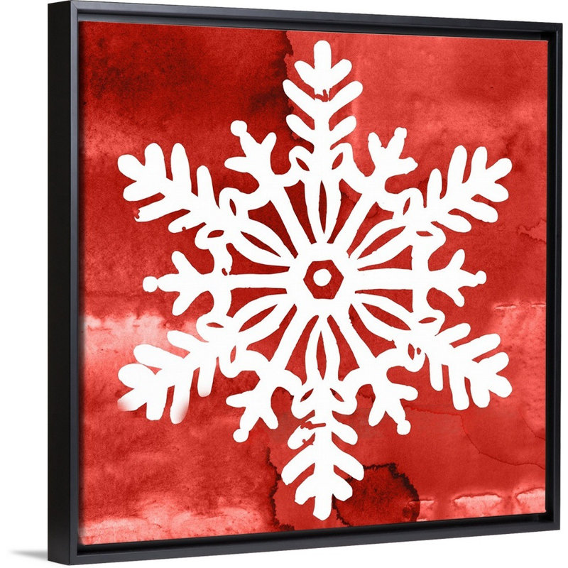 « Nordic Snowflake III », reproduction d’art sur toile, Cadre noir, H 26 po x l 26 po x P 1,75 po