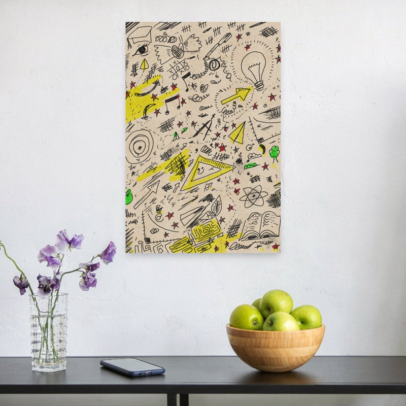 Creative Thinking Doodles Abstract Playful Whimsical Wall Art Print, 60.96cm H x 40.64cm W