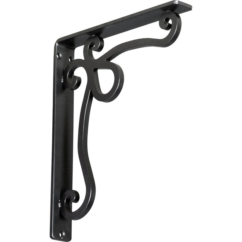 Support en fer forgé Orleans, H 12 po x l 1,5 po x P 10 po, Noir