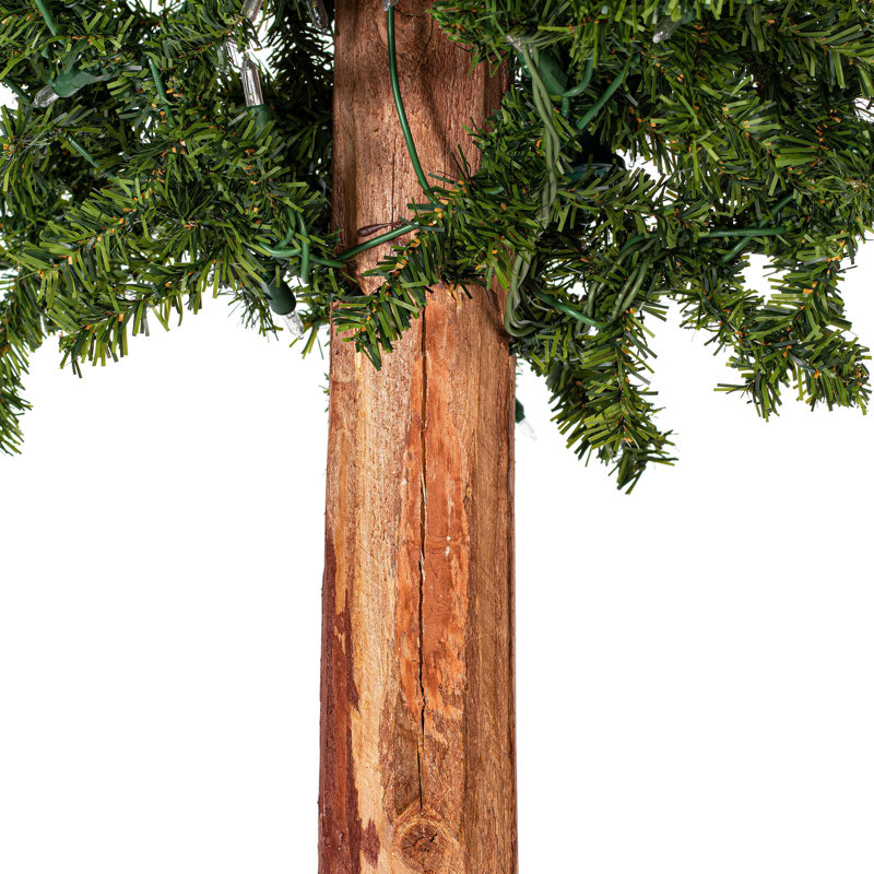 3 Piece Natural Bark Alpine Artificial Christmas Tree Set with 500 Warm White LED Lights