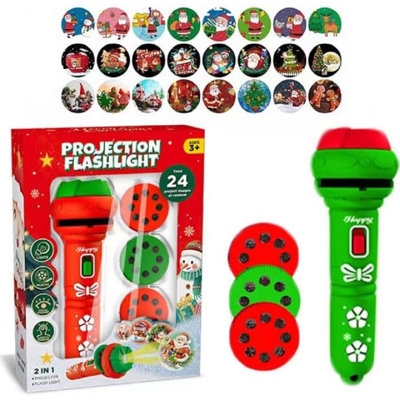 The Holiday Aisle® PMU Christmas Flashlight Projector for Kids 24 Different Christmas Tree Santa Claus Christmas Image
